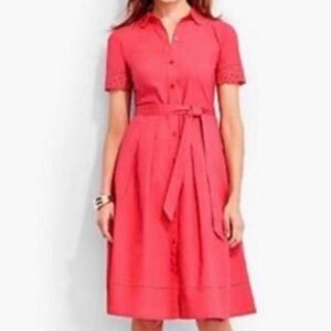 TALBOTS coral button down cotton mini dress